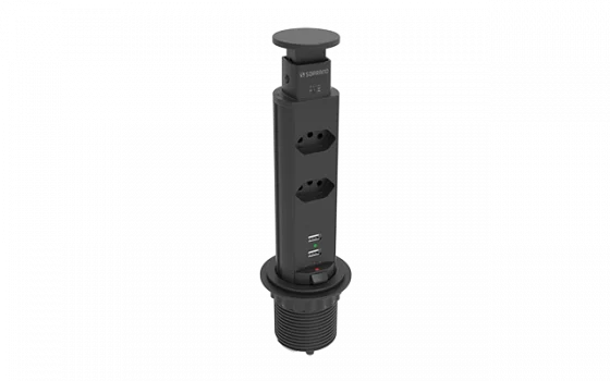 TORRE DE TOMADA EMBUTIR 2 MOD DE ENERGIA E 2 MOD USB PRETA - Soprano