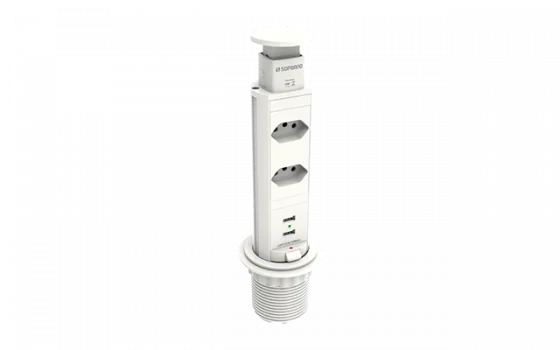 TORRE DE TOMADA EMBUTIR 2 MOD DE ENERGIA E 2 MOD USB BRANCA - Soprano