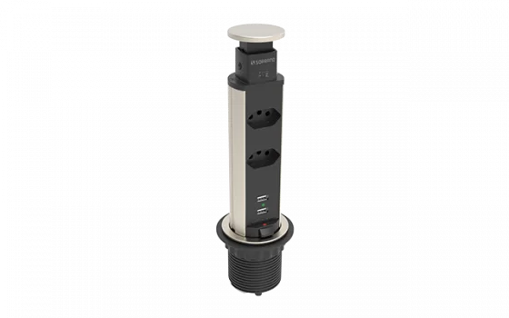 TORRE DE TOMADA EMBUTIR 2 MOD DE ENERGIA E 2 MOD USB INOX ES - Soprano