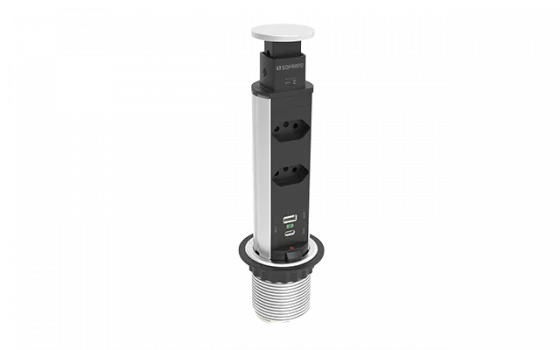 TORRE TOM EMB 2 MOD ENERGIA 1 MOD USB E 1 MOD USB-C PRATA - Soprano