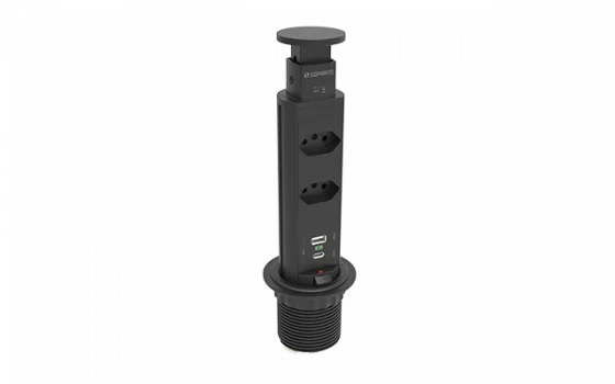 TORRE TOM EMB 2 MOD ENERGIA 1 MOD USB E 1 MOD USB-C PRETA - Soprano
