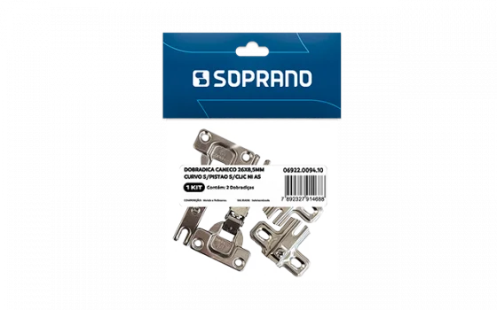 DOBRADICA CURVA 26X8,5MM S/PISTAO SLIDE ON H3 2 PCS AS - Soprano
