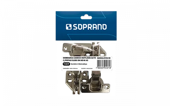 DOBRADICA SUPER CURVA 35X11,5MM C/PIST SLIDE ON H0 2 PCS AS - Soprano