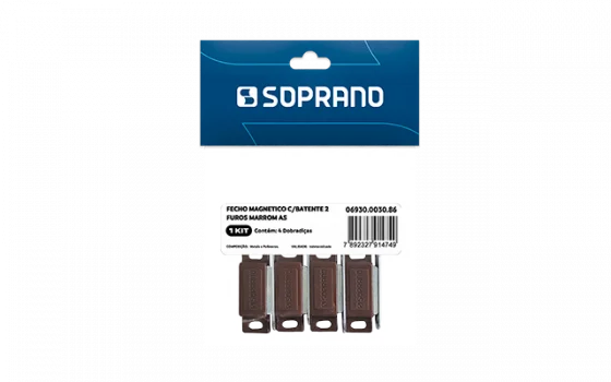 FECHO MAGNETICO C/BATENTE 2 FUROS MARROM 4 PCS AS - Soprano