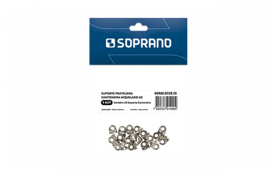 SUPORTE PRATELEIRA CANTONEIRA NIQUELADO 20 PCS AS - Soprano