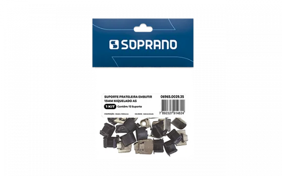 SUPORTE PRATELEIRA EMBUTIR 15MM NIQUELADO 12 PCS AS - Soprano