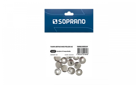 TAMPA BOTAO INOX POLIDO 8 PCS AS - Soprano