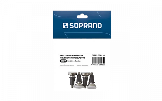 SAPATA NIVELADORA PARA MOVEIS 21MM NIQUELADO 4 PCS AS - Soprano