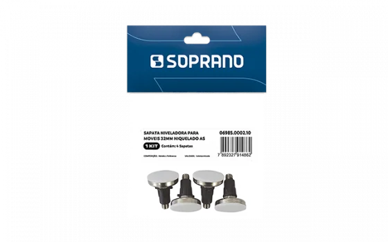 SAPATA NIVELADORA PARA MOVEIS 32MM NIQUELADO 4 PCS AS - Soprano