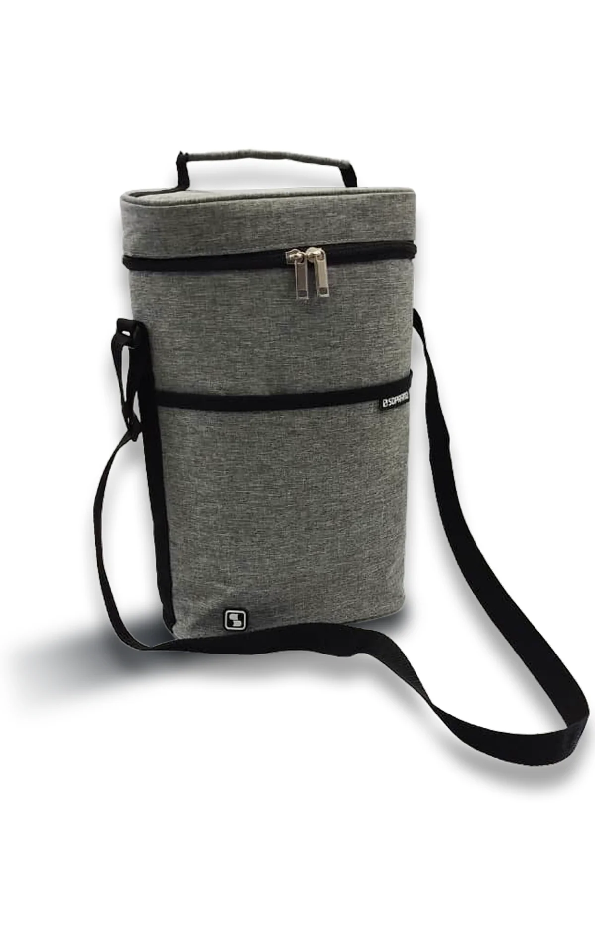 BOLSA TERMICA EVEREST PARA DUAS GARRAFAS 5L CINZA/PRETO - Soprano