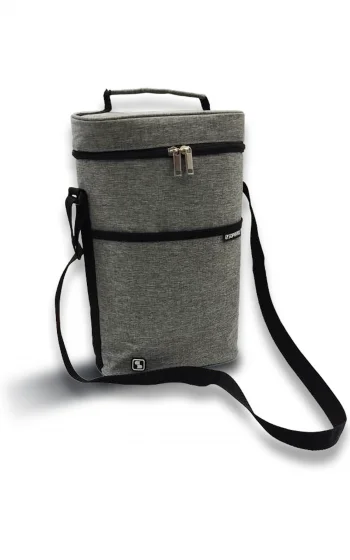 BOLSA TERMICA EVEREST PARA DUAS GARRAFAS 5L CINZA/PRETO - Soprano