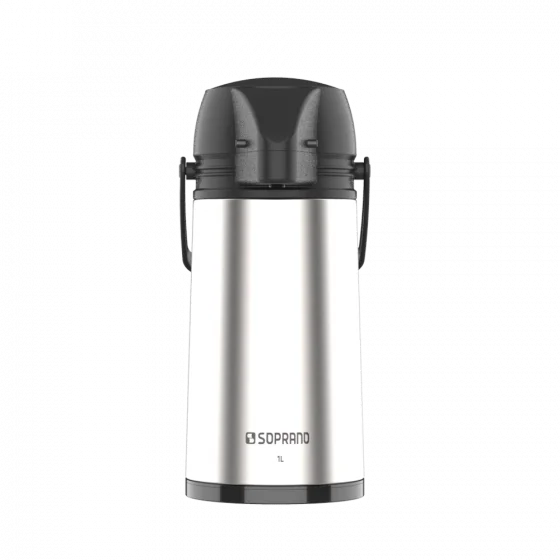 GARRAFA TERMICA SINGLE 1L INOX/PRETO - Soprano