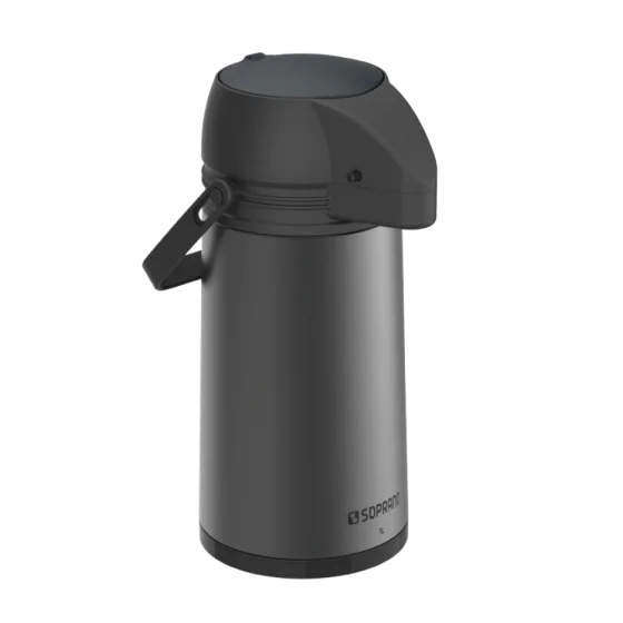 GARRAFA TERMICA SINGLE 1L PRETA/CINZA - Soprano