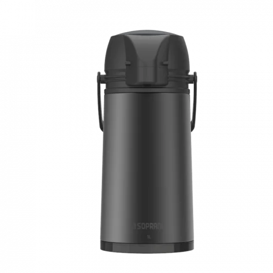 GARRAFA TERMICA SINGLE 1L PRETA/CINZA - Soprano