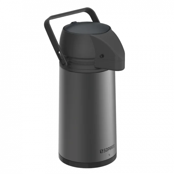 GARRAFA TERMICA SINGLE 1L PRETA/CINZA - Soprano