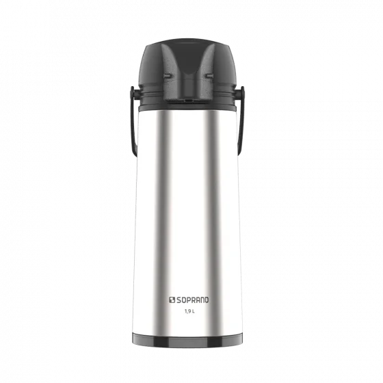 GARRAFA TERMICA SINGLE 1,9L INOX/PRETO - Soprano