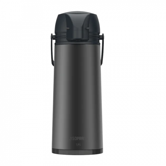 GARRAFA TERMICA SINGLE 1,9L PRETA/CINZA - Soprano