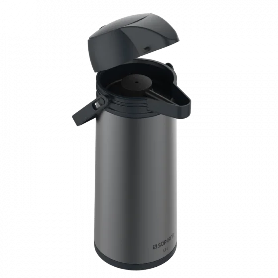 GARRAFA TERMICA SINGLE 1,9L PRETA/CINZA - Soprano