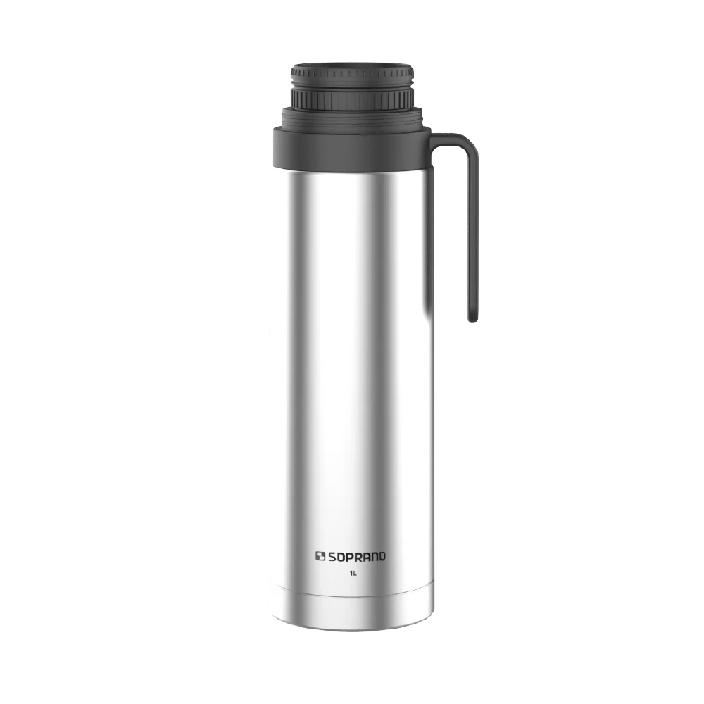 GARRAFA TERMICA AGATA SLIM 1L INOX/PRETO - Soprano