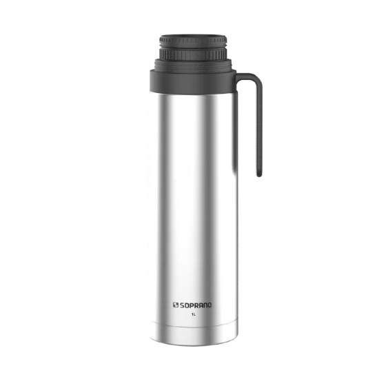 GARRAFA TERMICA AGATA SLIM 1L INOX/PRETO - Soprano