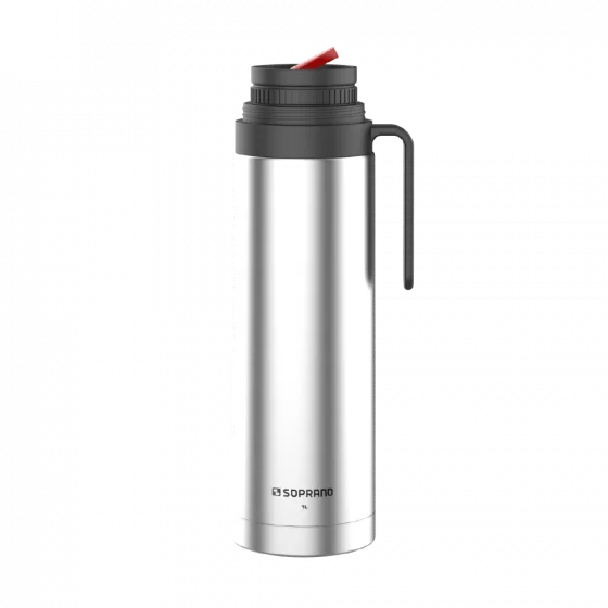GARRAFA TERMICA AGATA SLIM C/ BICO 1L INOX/PRETO - Soprano