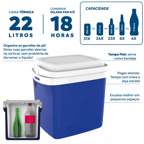CAIXA TERMICA TROPICAL 22L AZUL - Soprano