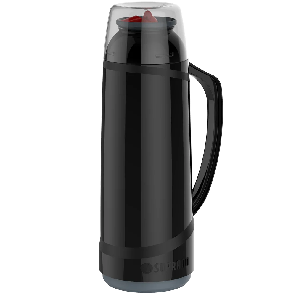 GARRAFA TERMICA CRISTAL C/BICO 1L PRETA - Soprano