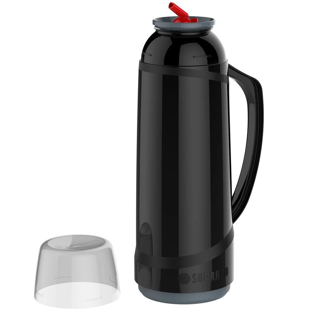GARRAFA TERMICA CRISTAL C/BICO 1L PRETA - Soprano