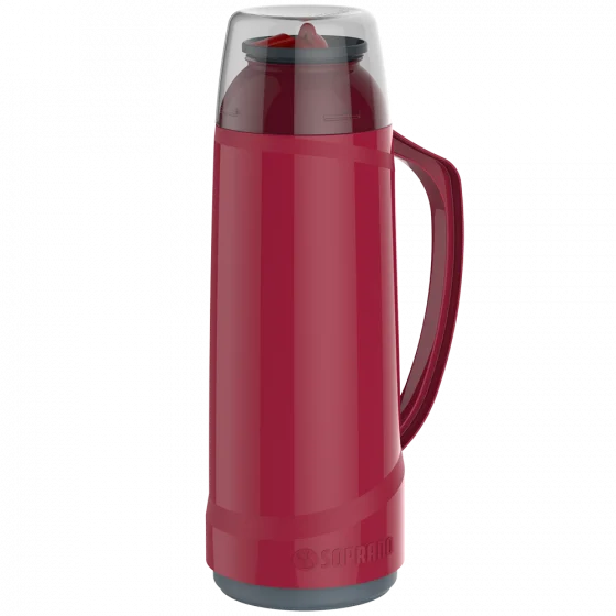 GARRAFA TERMICA CRISTAL C/BICO 1L VERMELHA - Soprano