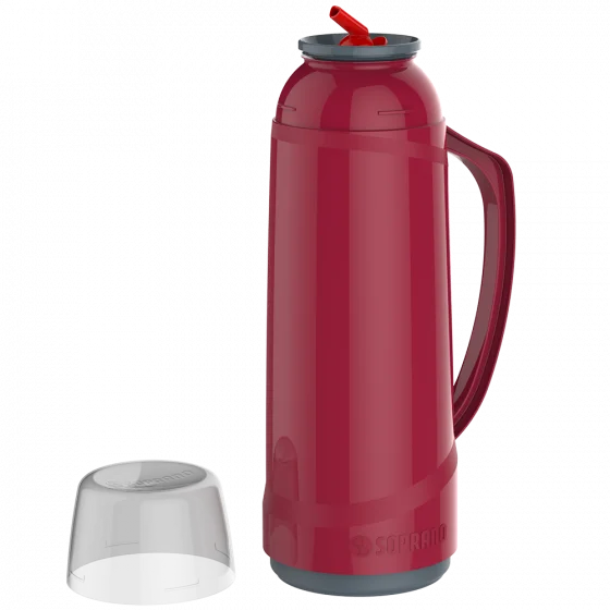 GARRAFA TERMICA CRISTAL C/BICO 1L VERMELHA - Soprano