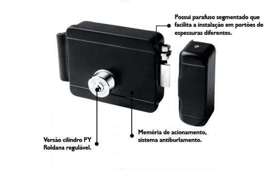 FECHADURA ELETRICA 12V AJUSTAVEL PY DIR/ESQ PRE ROS41/ROS42 - Soprano