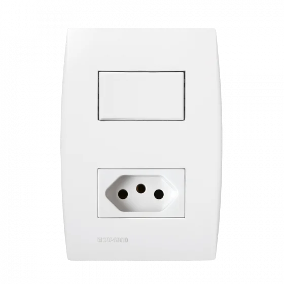 CJ 1 INT SIMP 10AX + 1 TOM 2P+T 20A 250V 4X2 BR ILUS - Soprano