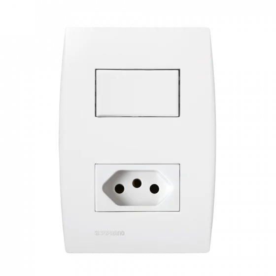 CJ 1 INT SIMP 10AX + 1 TOM 2P+T 10A 250V 4X2 BR ILUS - Soprano