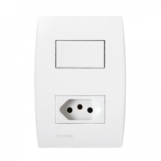 CJ 1 INT PAR 10A + 1 TOM 2P+T 20A 250V 4X2 BR ILUS - Soprano