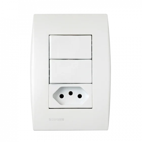 CJ 2 INT PAR + 1 TOM 2P+T 10A 250V 4X2 BR ILUS - Soprano
