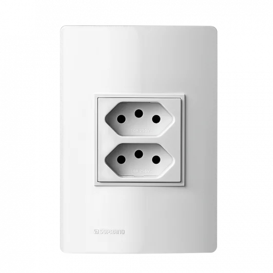 CJ 1 TOM 2P+T DUPLEX 10A 250V 4X2 BR RVT - Soprano