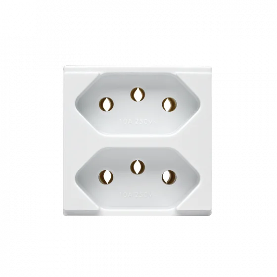 872021 MOD TOM 2P+T DUPLEX 10A 250V BR DUP BRV BUP SS - Soprano