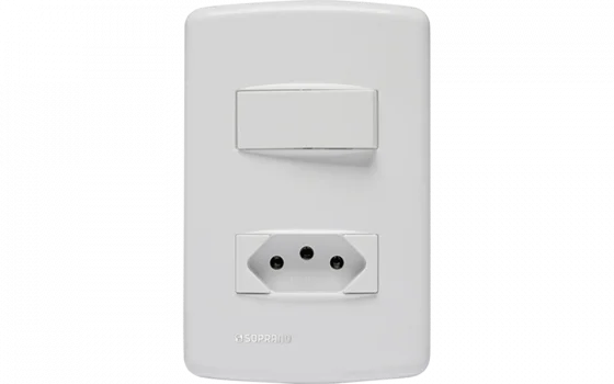 853022 CJ 1 INT PAR 10AX + 1 TOM 2P+T 10A 250V   4X2 BR DUP - Soprano